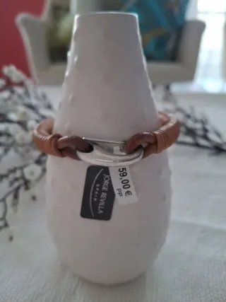 Pulsera cuero y plata JORGE REVILLA unisex