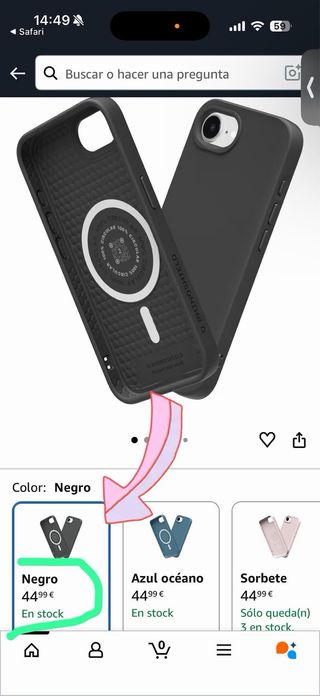 iPhone 16e 128GB + Funda Rhinoshield Negra