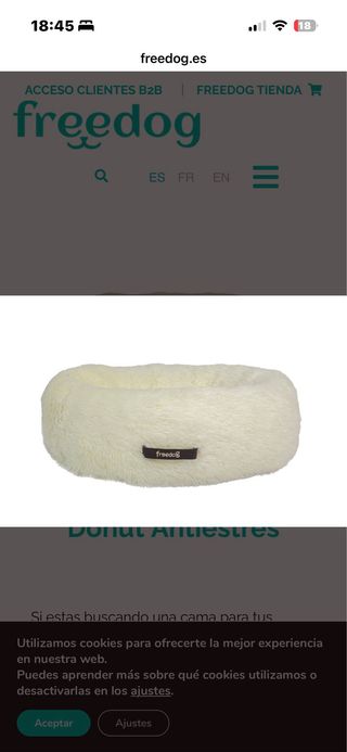Cama Perro Freedog Donut Antiestrés Blanca 65cm