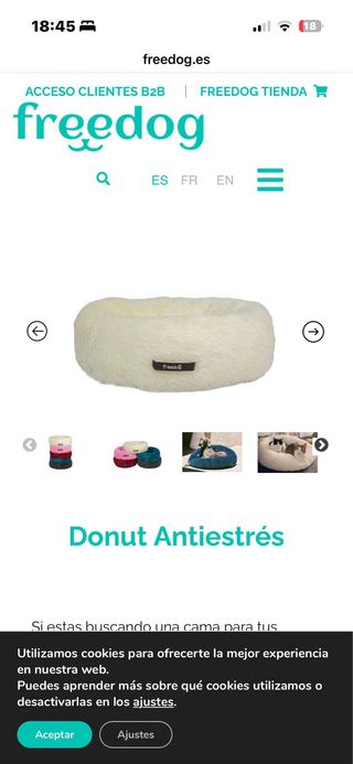 Cama Perro Freedog Donut Antiestrés Blanca 65cm