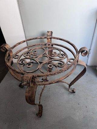 Conjunto de mesa jardín hierro forjado y cristal