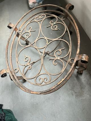 Conjunto de mesa jardín hierro forjado y cristal