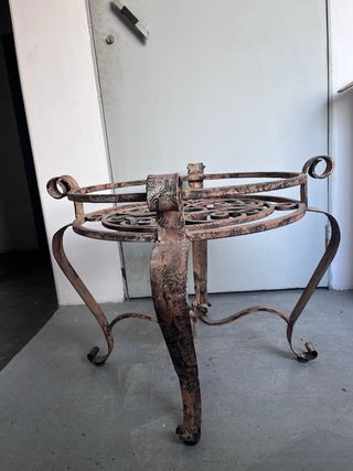 Conjunto de mesa jardín hierro forjado y cristal