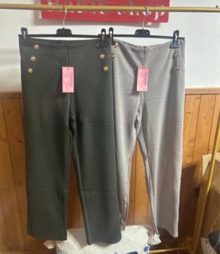 Lote 2 pantalones grises y verdes