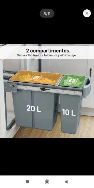 Cubo basura extraíble 20L+10L