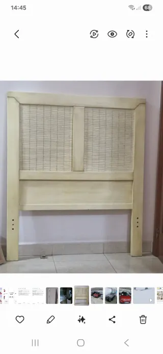 Cabecero de cama 90 cm beige bambú