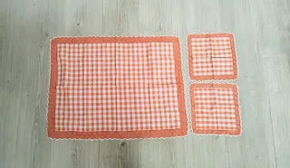 Tovagliette colazione/tè cotone quadretti arancio