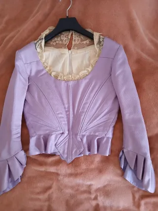 Corpiño fallera morado y beige