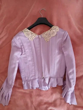 Corpiño fallera morado y beige