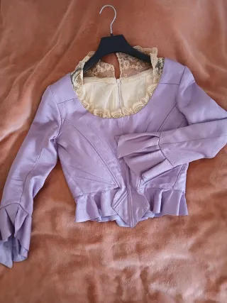 Corpiño fallera morado y beige