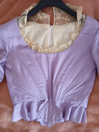 Corpiño fallera morado y beige