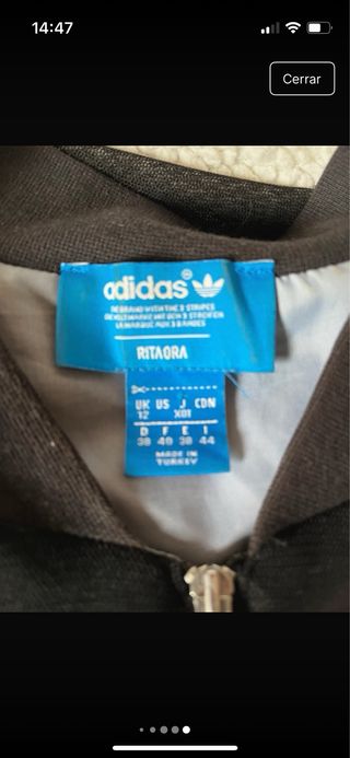 Chaqueta Adidas Original Rita Ora Negra/Gris