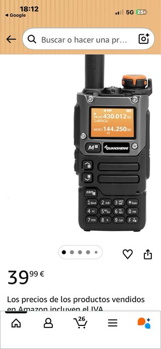 Radio Portátil Quansheng Doble Banda VHF UHF