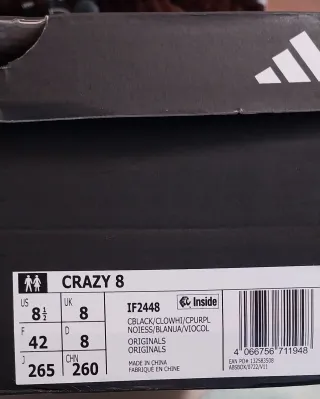 Adidas Crazy 8 Preto e Branco