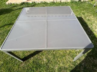 Mesa de jardín cristal y metal