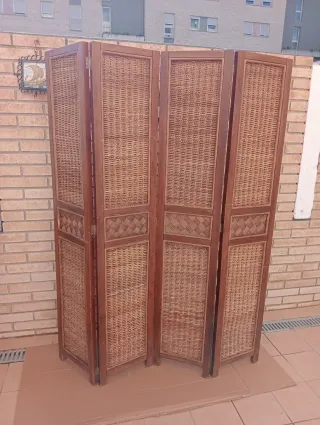 Biombo Ratan Vintage 4 Paneles