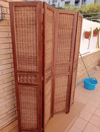Biombo Ratan Vintage 4 Paneles