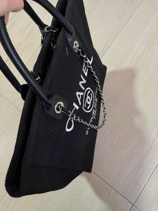 Borsa tote Chanel cotone nera