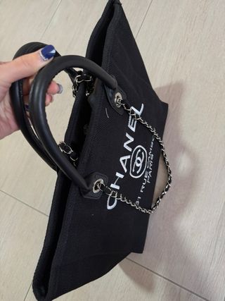 Borsa tote Chanel cotone nera