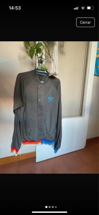 Chaqueta Adidas Gris Logo Grande Talla M