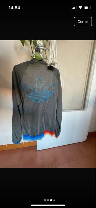 Chaqueta Adidas Gris Logo Grande Talla M