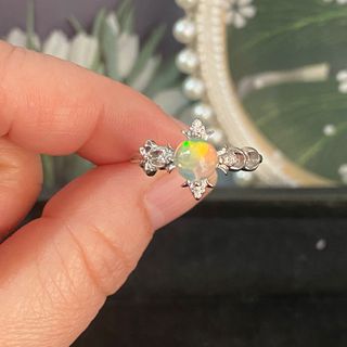 Anillo Plata Ópalo Blanco Natural