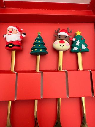 Cubiertos dorados Navidad infantiles
