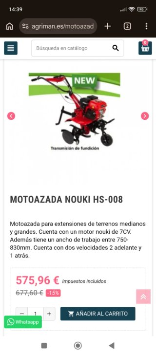 Motocultor HS-008 Rojo