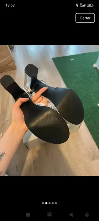 Sandalias plateadas tacón 8cm nuevas