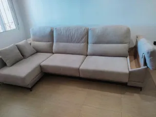 Sofá chaise longue modular tela gris