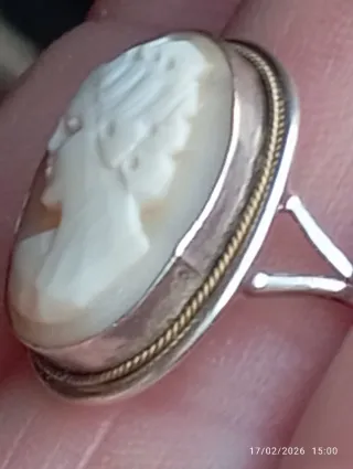 Anello Argento Oro Cammeo Conchiglia