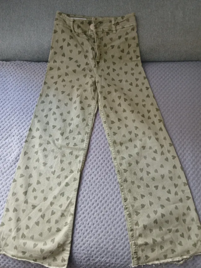 Pantalones anchos con estampado de corazones,11-12