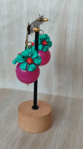 Pendientes flor bola resina