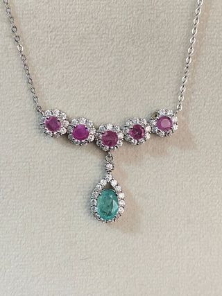 Collar Plata Esmeralda y Rubí