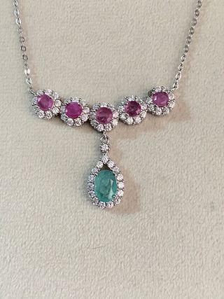 Collar Plata Esmeralda y Rubí