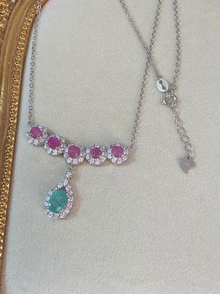 Collar Plata Esmeralda y Rubí