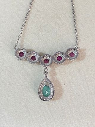 Collar Plata Esmeralda y Rubí