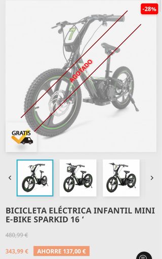 Bicicleta Eléctrica Infantil Mini Sparkid 16'