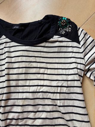 Camiseta Rayas Manga Larga Adornada