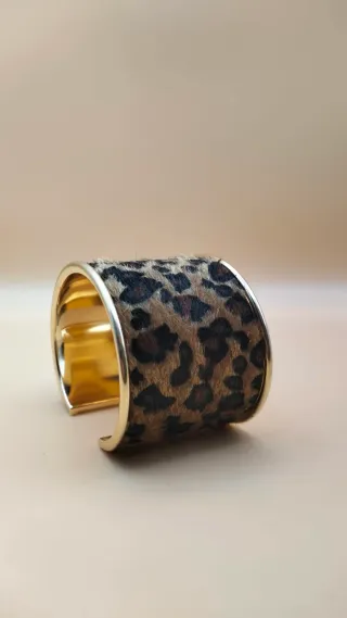 Pulsera Brazalete Animal Print Leopardo Dorado