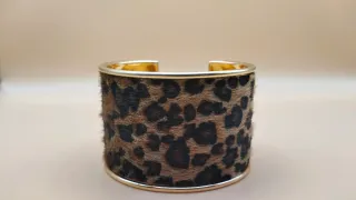 Pulsera Brazalete Animal Print Leopardo Dorado