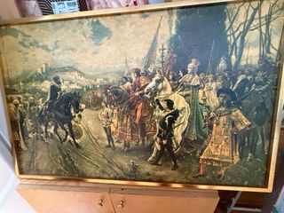 Cuadro antiguo bodegón flores y frutas