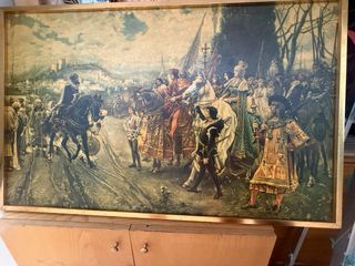 Cuadro antiguo bodegón flores y frutas