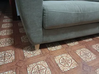 Sofá de 2 plazas en tela beige/marrón