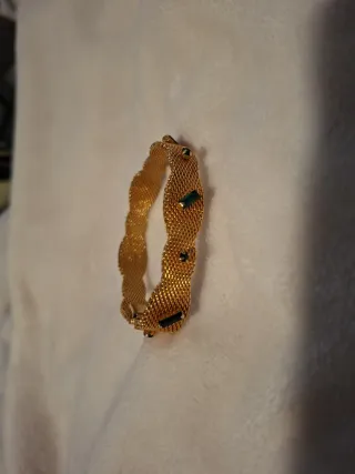 Pulsera Radi Madera Vintage Oro y Verde