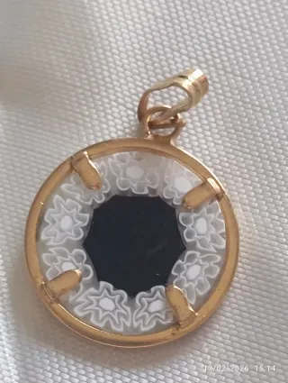 Pendente Murano Argento 925 Placcato Oro Lettera P