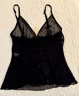 Canottiera velo nera con fiocco