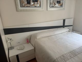 Cabecero cama blanco y gris con luz