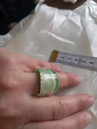 Anello Vetro Murano Verde Argento