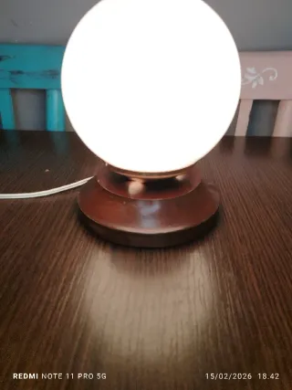 Lámpara Vintage Madera y Cristal